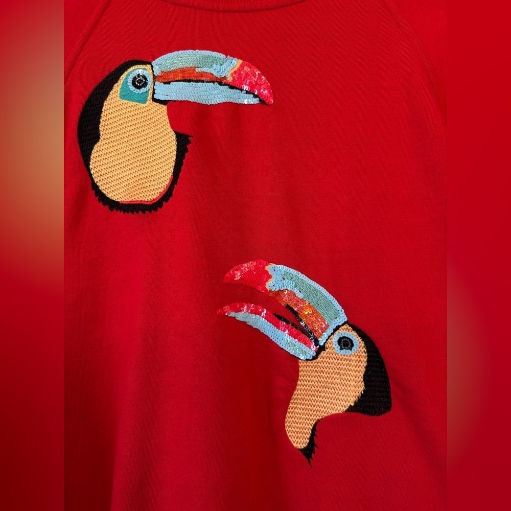 Uzma Bozai Red Toucan Hand Embellished Sweater Size Medium - Picture 8 of 8
